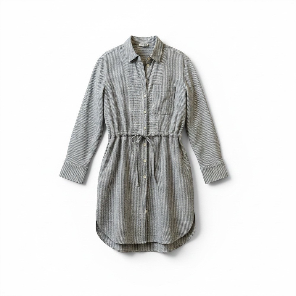 JASON WU Shirt Dress Striped Seersucker Cotton Silk Blend Navy Size 6 Preppy
